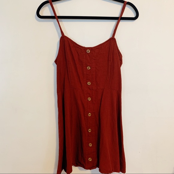 RED BUTTON DOWN BABYDOLL DRESS SIZE SMALL - Picture 2 of 7